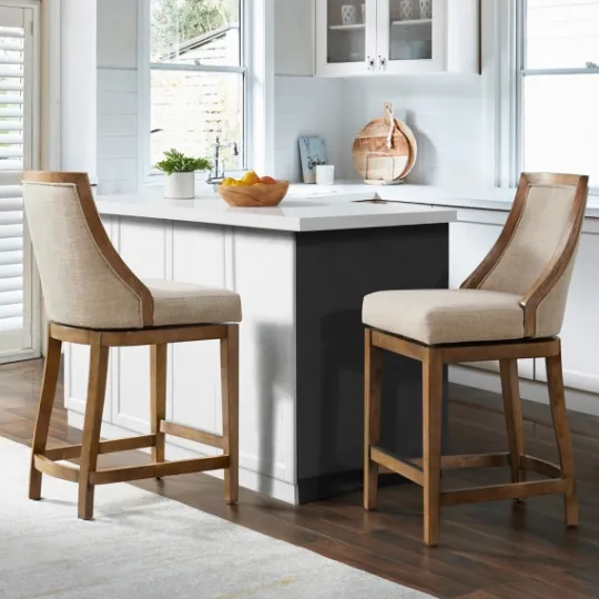 Kirkland's Home Sandy Beige Swivel 2-Pc. Square Counter Stool Set- Bar Stools & Counter Height Stools