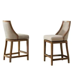 Kirkland's Home Sandy Beige Swivel 2-Pc. Square Counter Stool Set- Bar Stools & Counter Height Stools