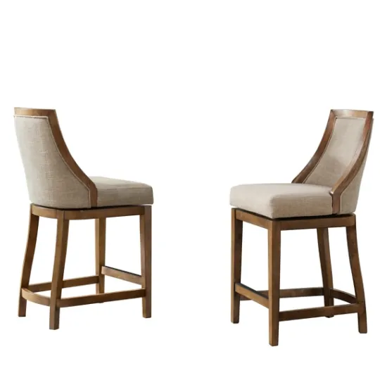 Kirkland's Home Sandy Beige Swivel 2-Pc. Square Counter Stool Set- Bar Stools & Counter Height Stools