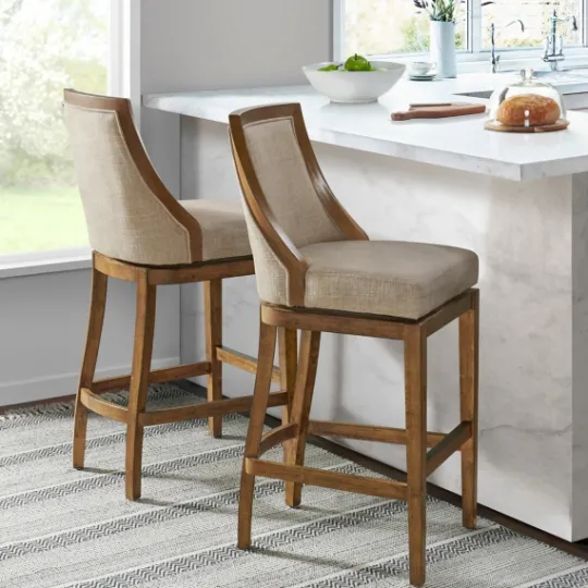 Kirkland's Home Sandy Beige Swivel 2-Pc. Square Bar Stool Set- Bar Stools & Counter Height Stools