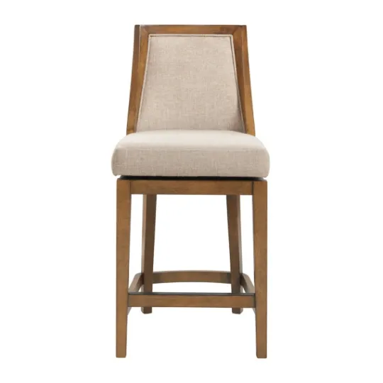 Kirkland's Home Sandy Beige Swivel Square Counter Stool- Bar Stools & Counter Height Stools