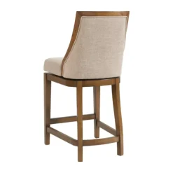 Kirkland's Home Sandy Beige Swivel Square Counter Stool- Bar Stools & Counter Height Stools