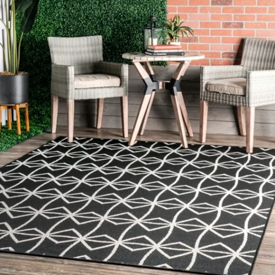 Kirkland's Home Sanford Gray Geometric Shapes Outdoor Rug, 5X8- Outdoor Rugs