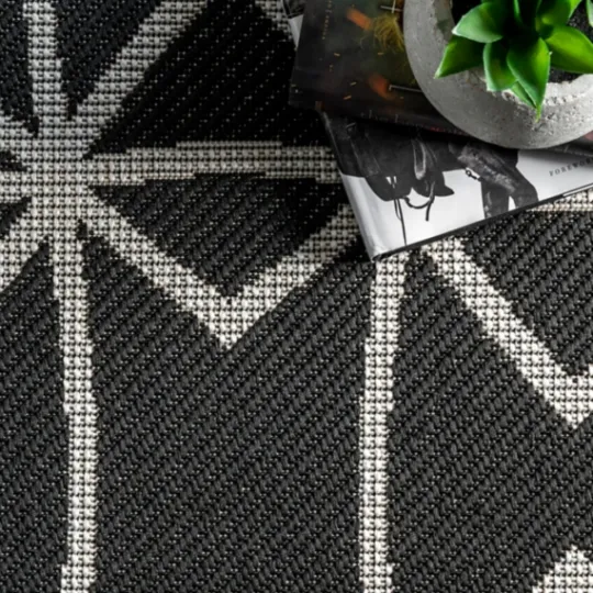 Kirkland's Home Sanford Gray Geometric Shapes Outdoor Rug, 5X8- Outdoor Rugs
