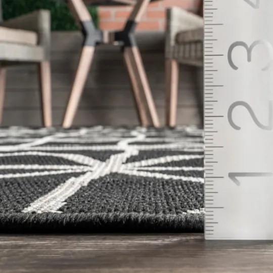 Kirkland's Home Sanford Gray Geometric Shapes Outdoor Rug, 5X8- Outdoor Rugs