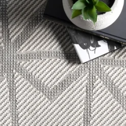 Kirkland's Home Sanford Light Gray Geometric Outdoor Rug, 8X10- Outdoor Rugs