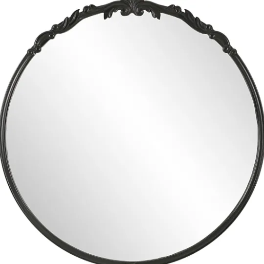 Kirkland's Home Satin Black Ornate Round Wall Mirror- Decorative Mirrors