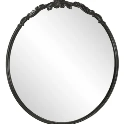 Kirkland's Home Satin Black Ornate Round Wall Mirror- Decorative Mirrors