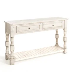 Kirkland's Home Savannah Cream Distressed Console Table- Console Tables