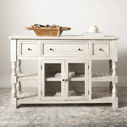 Kirkland's Home Savannah Cream Distressed Cabinet- Entryway Furniture
