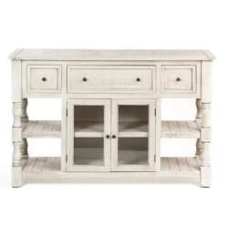 Kirkland's Home Savannah Cream Distressed Cabinet- Entryway Furniture