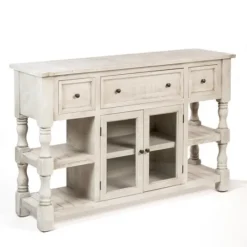 Kirkland's Home Savannah Cream Distressed Cabinet- Entryway Furniture