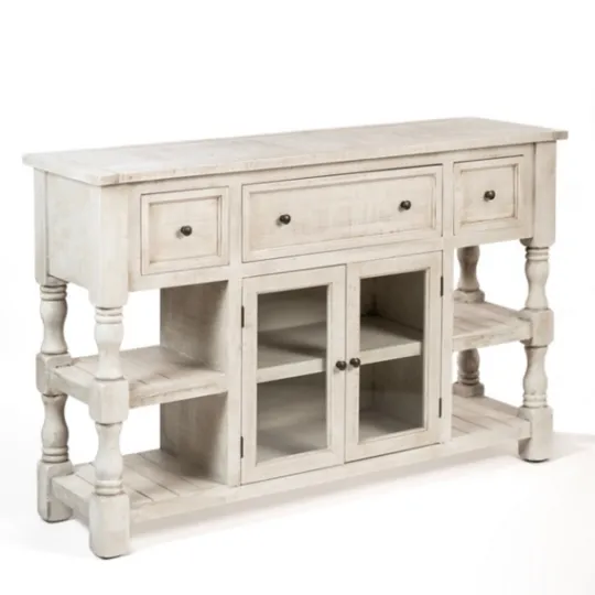 Kirkland's Home Savannah Cream Distressed Cabinet- Entryway Furniture