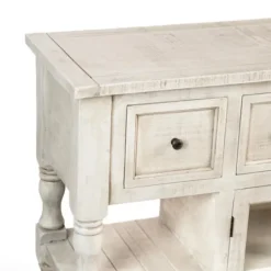Kirkland's Home Savannah Cream Distressed Cabinet- Entryway Furniture
