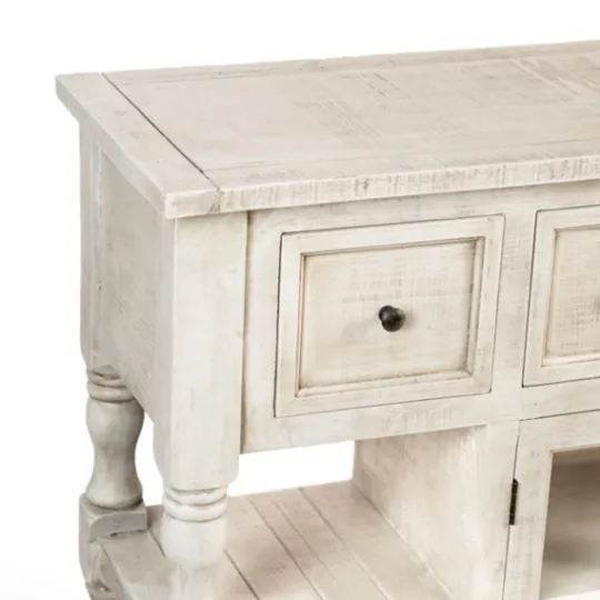 Kirkland's Home Savannah Cream Distressed Cabinet- Entryway Furniture