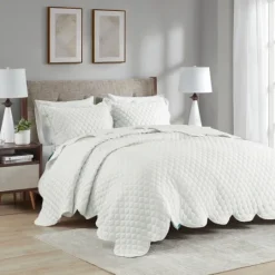 Kirkland's Home Scalloped Crinkle 3-Pc. Cali King Quilt Set- Quilts