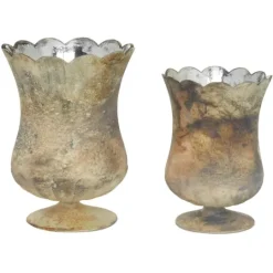 Kirkland's Home Scalloped Rustic Glass Cup Vases, Set Of 2- Vases