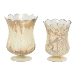 Kirkland's Home Scalloped Rustic Glass Cup Vases, Set Of 2- Vases