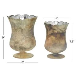Kirkland's Home Scalloped Rustic Glass Cup Vases, Set Of 2- Vases