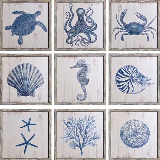 Kirkland's Home Sea Creatures Framed Wood Art Prints, Set Of 9- Framed Art