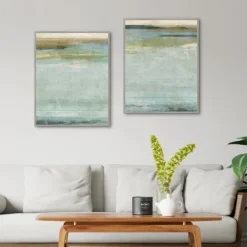 Kirkland's Home Seafoam Framed Canvas Art Prints, Set Of 2- Canvas Art