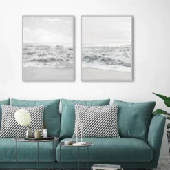 Kirkland's Home Seafoam Gentle Tides 2-Pc. Framed Wall Art Set- Framed Art