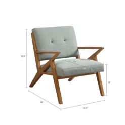 Kirkland's Home Seafoam Mid-Century Pecan Finish Accent Chair- Accent Chairs