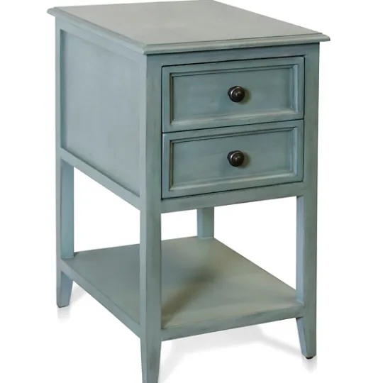 Kirkland's Home Seafoam Slim Side Table With Shelf- Accent & End Tables