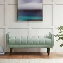 Kirkland's Home Seafoam Velvet Bench- Benches & Ottomans