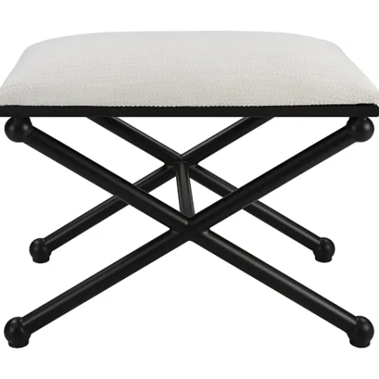 Kirkland's Home Seat And Black Metal Ottoman- Benches & Ottomans