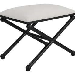 Kirkland's Home Seat And Black Metal Ottoman- Benches & Ottomans