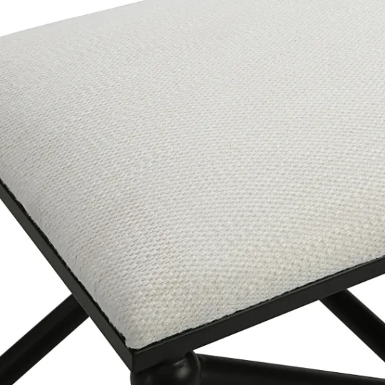 Kirkland's Home Seat And Black Metal Ottoman- Benches & Ottomans