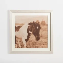 Kirkland's Home Sepia Horse On Linen Framed Art Print- Framed Art