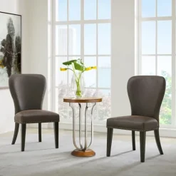 Kirkland's Home Sevana Faux Leather Dining Chairs, Set Of 2- Dining Chairs