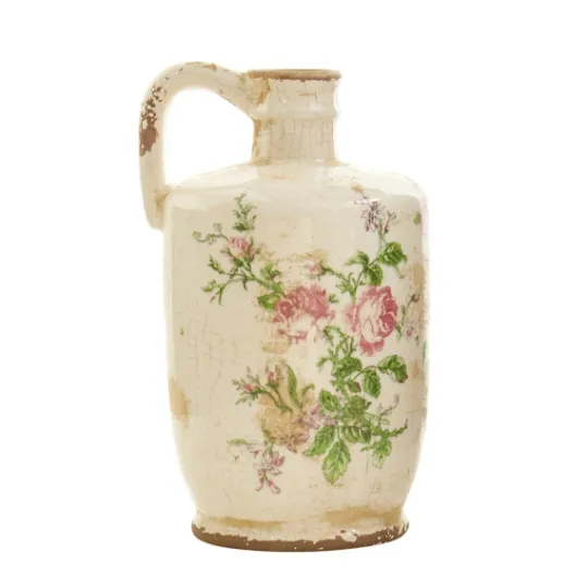 Kirkland's Home Shabby Chic Ivory Floral Pitcher Vase- Vases