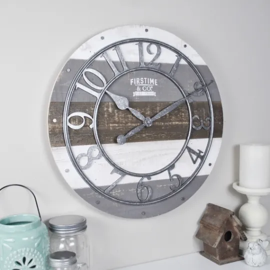 Kirkland's Home Shabby Wood Plank Wall Clock- Clocks