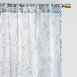 Kirkland's Home Sheer Blue Botanical Curtain Panel Set, 95 In.- Curtains & Drapes