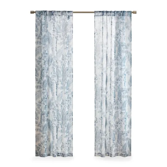 Kirkland's Home Sheer Blue Botanical Curtain Panel Set, 84 In.- Curtains & Drapes