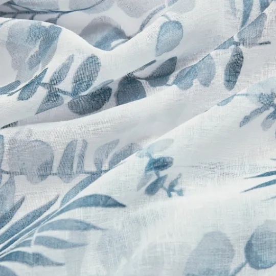 Kirkland's Home Sheer Blue Botanical Curtain Panel Set, 84 In.- Curtains & Drapes