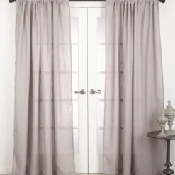 Kirkland's Home Sheer Dark Linen Curtain Panel, 96 In.- Curtains & Drapes