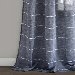 Kirkland's Home Sheer Navy Textured Curtain Panel Set, 84 In.- Curtains & Drapes