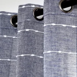 Kirkland's Home Sheer Navy Textured Curtain Panel Set, 84 In.- Curtains & Drapes