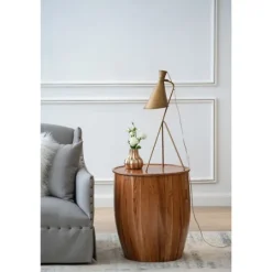 Kirkland's Home Sheesham And Mango Wood Drum Accent Table- Accent & End Tables