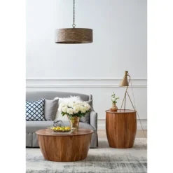 Kirkland's Home Sheesham And Mango Wood Drum Accent Table- Accent & End Tables