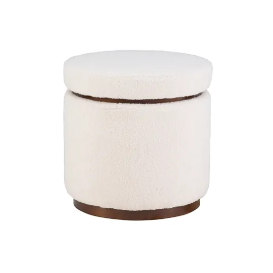 Kirkland's Home Sherpa Upholstered Storage Ottoman- Benches & Ottomans