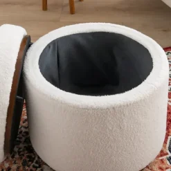 Kirkland's Home Sherpa Upholstered Storage Ottoman- Benches & Ottomans
