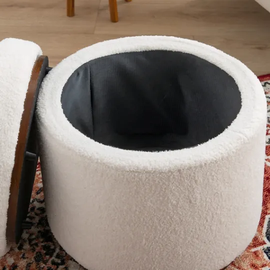 Kirkland's Home Sherpa Upholstered Storage Ottoman- Benches & Ottomans
