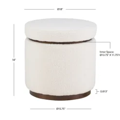 Kirkland's Home Sherpa Upholstered Storage Ottoman- Benches & Ottomans