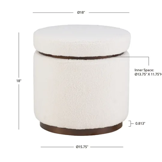 Kirkland's Home Sherpa Upholstered Storage Ottoman- Benches & Ottomans