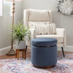Kirkland's Home Sherpa Upholstered Storage Ottoman- Benches & Ottomans